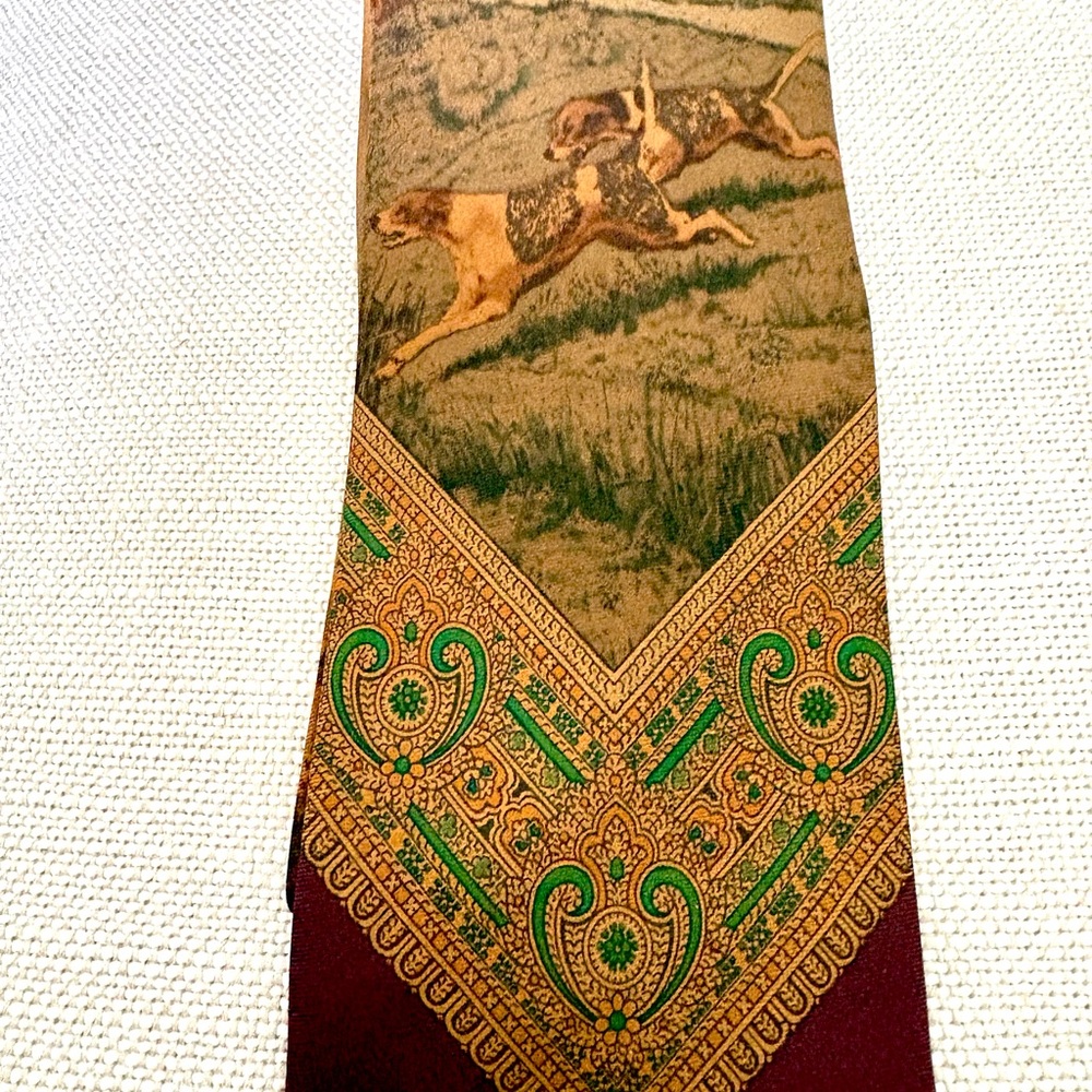 Ralph Lauren Vintage Fox Hunt Scene Silk Tie Made in USA - Picture 2 of 7